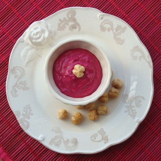Basil scented mousse of beetroot and soft cheese